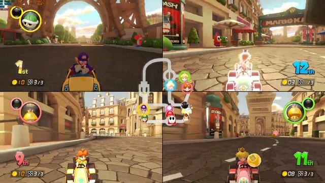 Mario Kart 8 Deluxe PC 4 Players Split Screen | 60fps | 1440p | Ryujinx Emulator