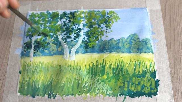 Как ЛЕГКО нарисовать пейзаж гуашью для начинающих смотреть онлайн