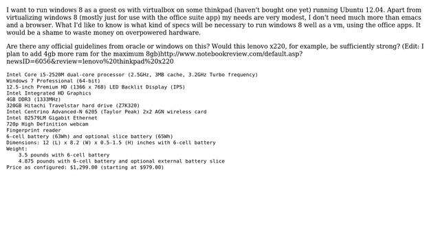 System requirements for running windows 8 (basic office use) in virtualbox (ubuntu as host os) смотреть онлайн