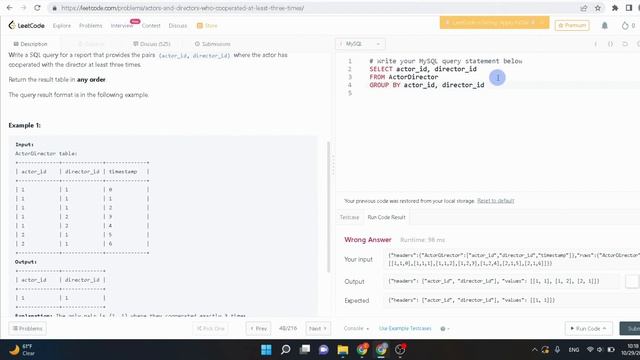 MySQL - Leetcode 1050 Walkthrough- Actors and Directors Who Cooperated At Least Three Times смотреть онлайн