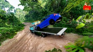 Мультик про Машинки. Машина с прицепом застряла в грязи, Эвакуатор и Джип спешат на помощь. МанкиМул