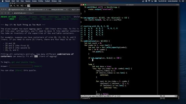 [Rust Programming] Advent of Code - Combinations, and 2015 Day 17 смотреть онлайн