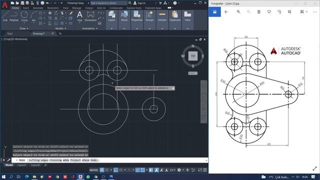 AutoCAD Örnek Çizim - 23 (Mirror Komutu Uygulaması) / AutoCAD Practice Drawing - 23 смотреть онлайн