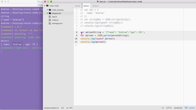 Node.js Developer Course: Fundamentals Working With JSON смотреть онлайн