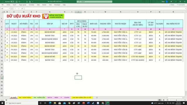 TẠO PHIẾU XUẤT KHO TỰ ĐỘNG (KHÔNG VBA) - ILOVEEXCEL! смотреть онлайн