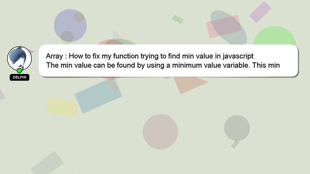 Array : How to fix my function trying to find min value in javascript смотреть онлайн