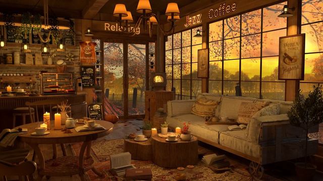 A Rainy Day in 4K Cozy Coffee Shop ☕ Smooth Piano Jazz Music for Relaxing, Studying, Sleeping смотреть онлайн
