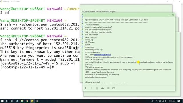 How to Create a Linux CentOS VM on AWS, with SSH Connection in Git Bash | DevOps with AWS смотреть онлайн