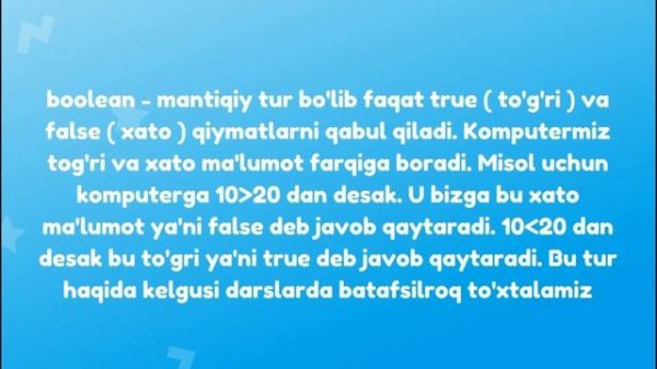 #04 Dasturlash kursi | Dasturlash asoslari | Ma'lumot turlari | Statik va Dinamik dasturlash tillar