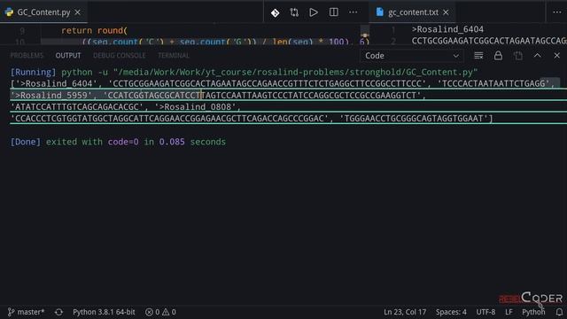 Rosalind Problems: GC Content, FASTA File Format, Data Processing смотреть онлайн