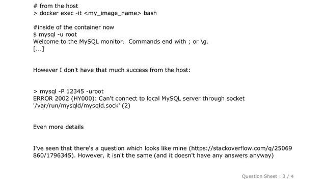 MySQL : Connect to mysql in a docker container from the host смотреть онлайн