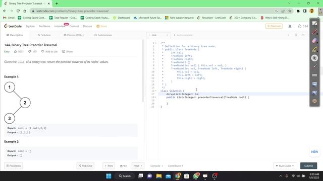 LeetCode 144. Binary Tree Preorder Traversal | Streak ?| JAVA смотреть онлайн