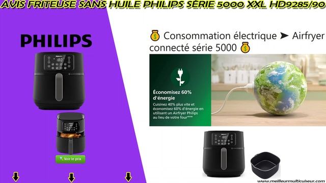 ⭐ Avis Friteuse Sans Huile Philips WIFI série 5000 XXL 7,2 L 2000 w connecté et contrôlé à distance смотреть онлайн