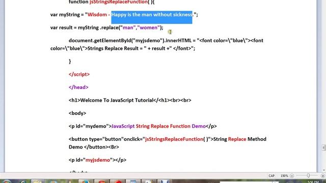 STRINGS REPLACE METHOD IN JAVA SCRIPT DEMO смотреть онлайн