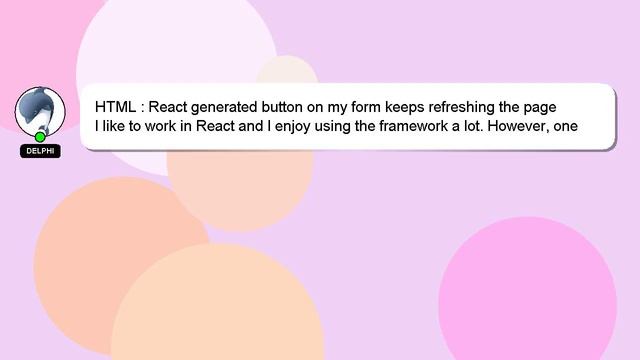 HTML : React generated button on my form keeps refreshing the page смотреть онлайн