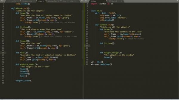 Tkinkter advanced: listbox + textbox in 2 frames (part 1)