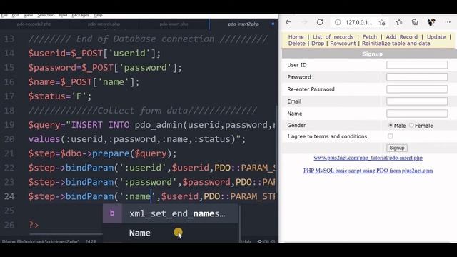 PHP PDO Parameterized query to insert data to MySQL table and getting lastInsertId() of the record смотреть онлайн