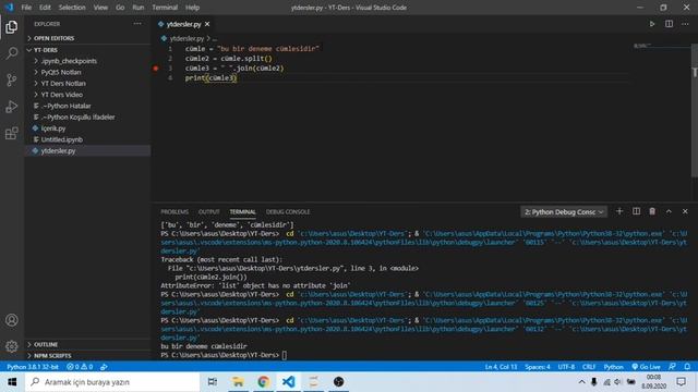 Python Karakter Dizileri: join Yöntemi смотреть онлайн