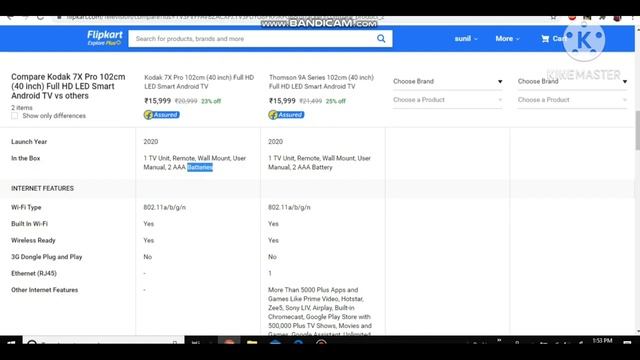 Kodak 7x pro tv 40 inches tv VS Thomson 9A tv 40 inches | Same or Different .??| Best TV under 1500 смотреть онлайн