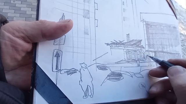Городская зарисовка #Карандаш Пленэр Real Time Drawing #UrbanSketching Pencil And Digital Color Edi
