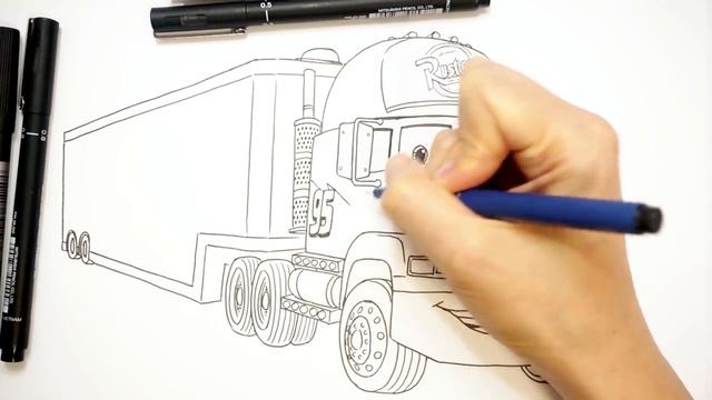 How to draw Cars 3 Mack Hauler Christmas Truck | Easy step-by-step | Art Color смотреть онлайн