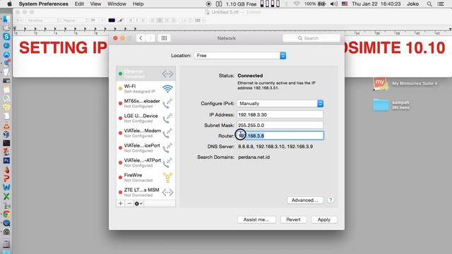 Setting Network IP Address Mac OSX 10.10 (Wirelles or Ethernet) смотреть онлайн