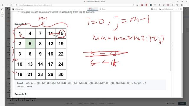 LeetCode 240 | Search a 2D Matrix II | Search Space Reduction | Java смотреть онлайн