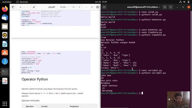 MEMBUAT DAN MENJALANKAN PYTHON MENGGUNAKAN TERMINAL DI UBUNTU