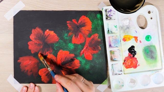 Идеально для начинающих! Рисуем Маки БЕЗ СМЕШЕНИЯ ЦВЕТОВ гуашью / акрилом #36 смотреть онлайн