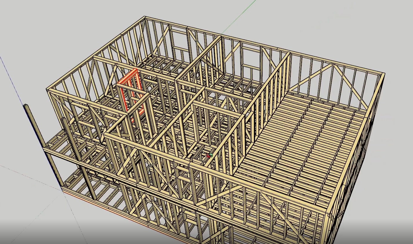 проектирование стен второго этажа каркасного дома в Sketchup Designing The Walls Of The Second Floor