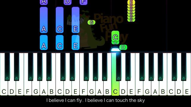 R Kelly - I Believe I Can Fly - EASY Piano CHORDS TUTORIAL by Piano Fun Play смотреть онлайн
