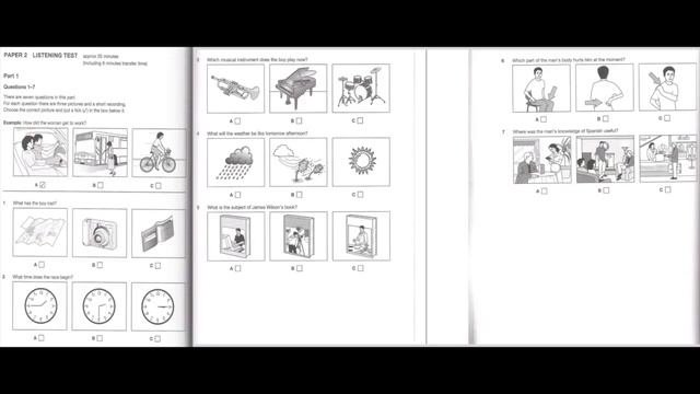 Listening B1, PET 7, Test 2, Part 1 смотреть онлайн