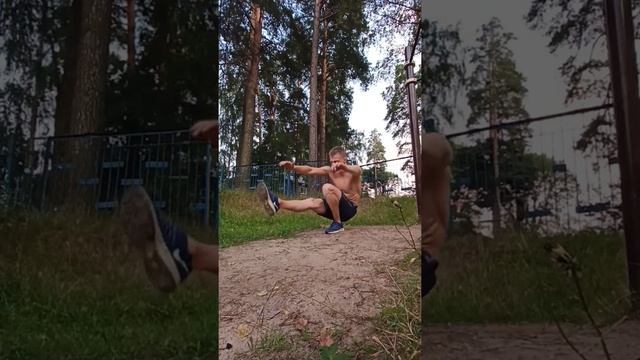 Конаково. Штанга из пней и покрышек 40 и 62 кг. Много приседаний на каждой ноге. смотреть онлайн