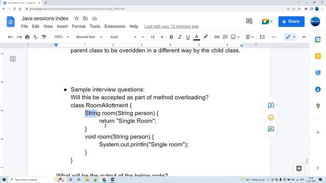 Session 13 - Method Overloading and Overriding in Java смотреть онлайн