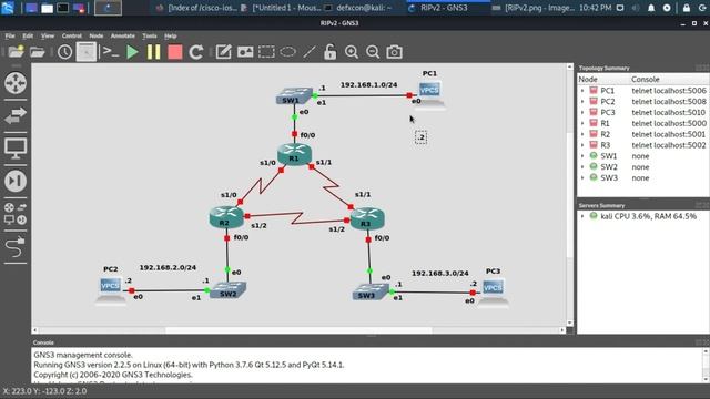 GNS3+RIPv2+KALI LINUX 2020.1 смотреть онлайн