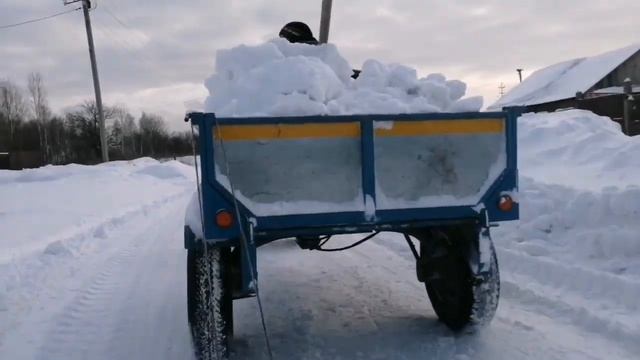 Вывоз снега на Мотоблоке Нева. смотреть онлайн