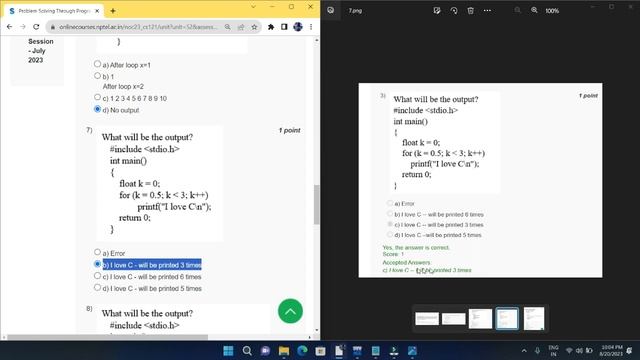 Nptel : Problem solving through programming in C week 5 Quiz assignment with proof of each answer смотреть онлайн