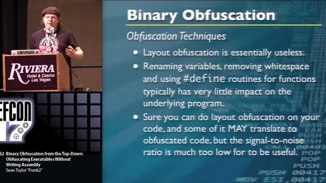 DEFCON 17: Binary Obfuscation from the Top-Down: Obfuscating Executables Without Writing Assembly смотреть онлайн