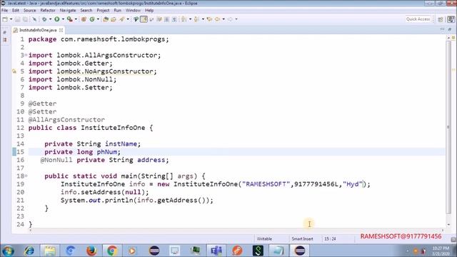 RAMESHSOFT||LOMBOK PROJECT ANNOTATIONS||@NONNULL CONSTRUCTORS смотреть онлайн