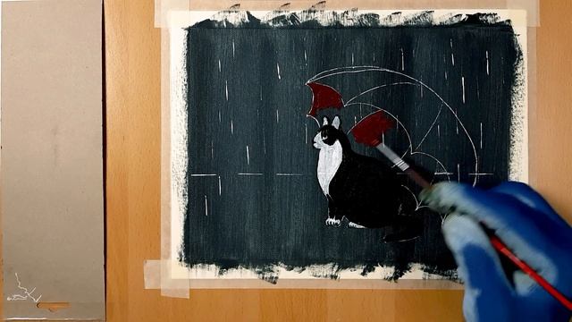 How to draw a cat / Cat in the Rain / Beginners Acrylic Painting / Art Therapy смотреть онлайн