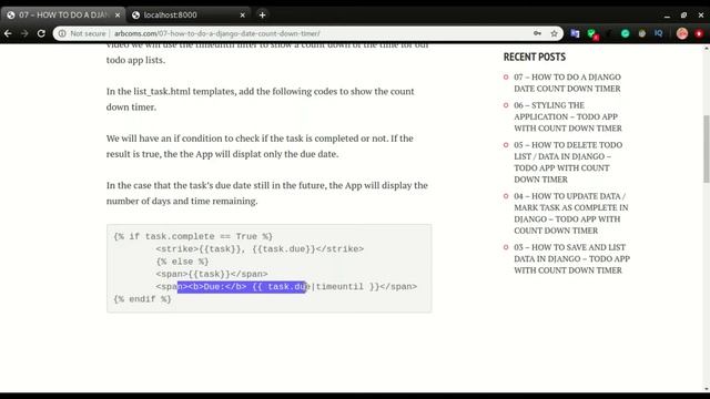 07 - HOW TO DO A DJANGO DATE COUNT DOWN - TODO APP WITH COUNT DOWN TIMER смотреть онлайн