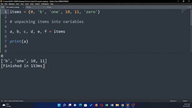 Unpack a tuple in python смотреть онлайн