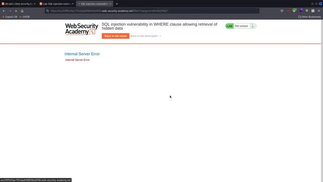 Web Security Academy #001 SQL injection vulnerability in WHERE clause allowing retrieval of hidden смотреть онлайн