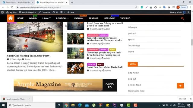 Ample Magazine Free WordPress Theme One Click Demo Import смотреть онлайн