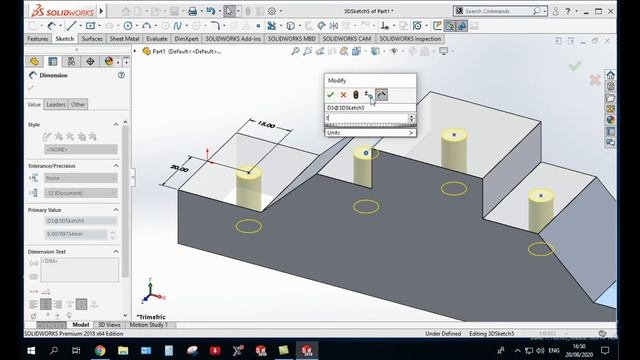 SOLIDWORKS HOLES WIZARD WITH 3D SKETCH смотреть онлайн