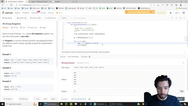Group Anagrams - Leetcode 49 - Python - Hashmap смотреть онлайн