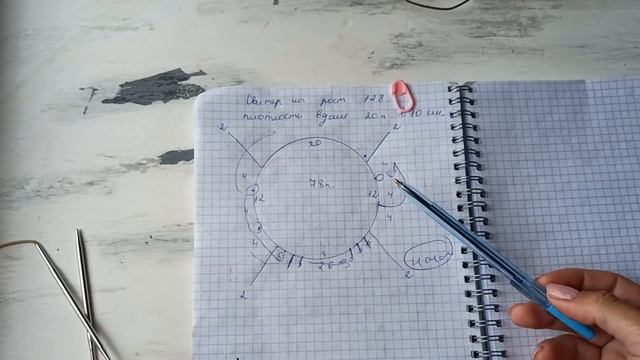 Детский джемпер с очень простым узором. Реглан сверху. Вывязывание ростка и вязание подрезов. смотреть онлайн