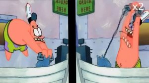 Это красти краб ? Нет это патрик! на разных скоростях