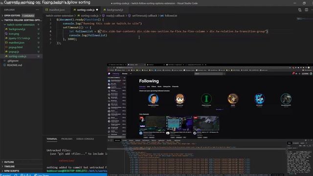Stream VOD Minecraft 3d Printer Websockets Plus Twitch Follow List Sorting Extension