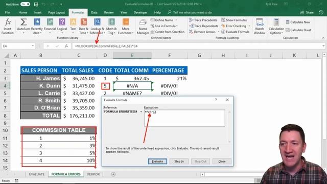 Excel Formulas and Functions Tutorial - How to Locate Errors смотреть онлайн